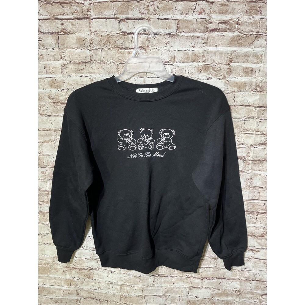 Womens Black Sweatshirt Wound Up Teddy Bears, Not in the Mood Size XS